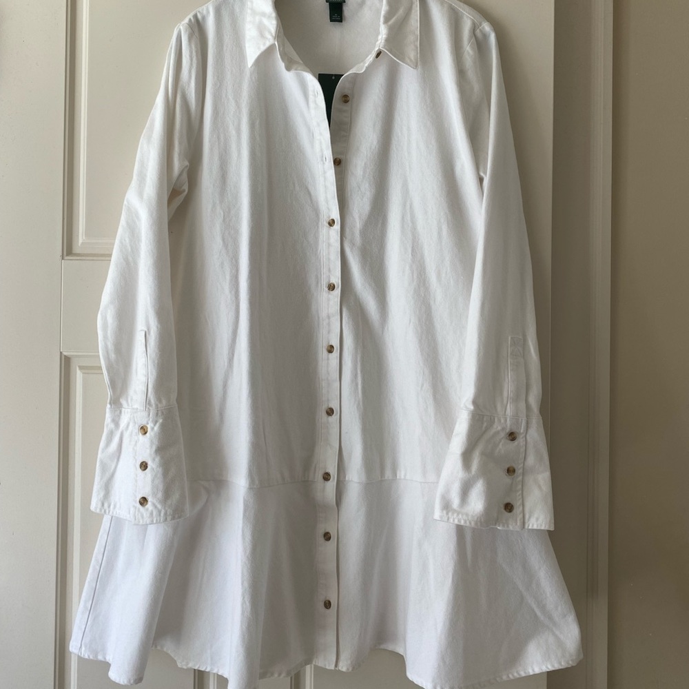 Target Wild Fable White shirt dress with ruffle hem